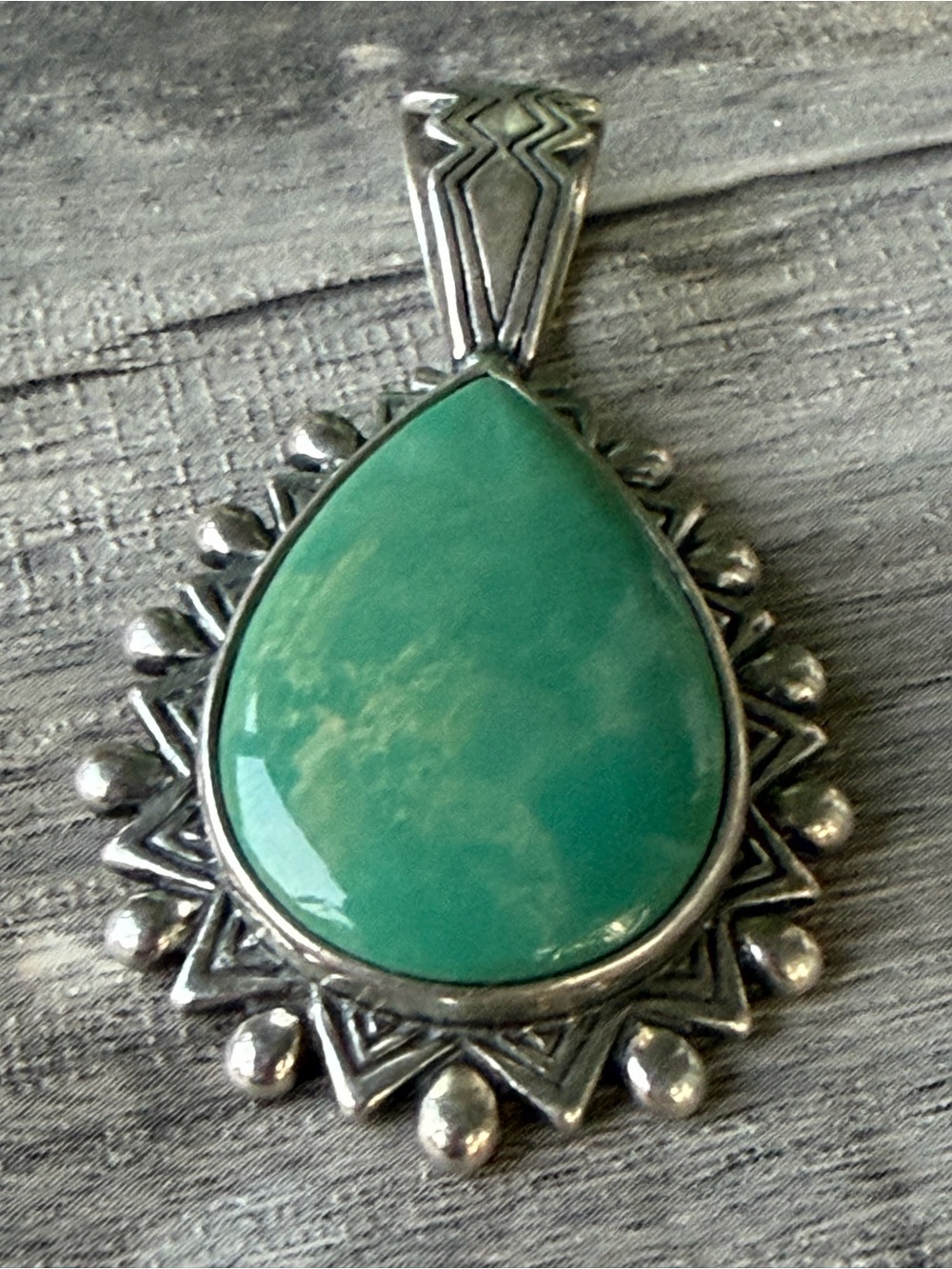 Carolyn Pollack Silver Pendant with Teardrop Turquoise-Green Stone